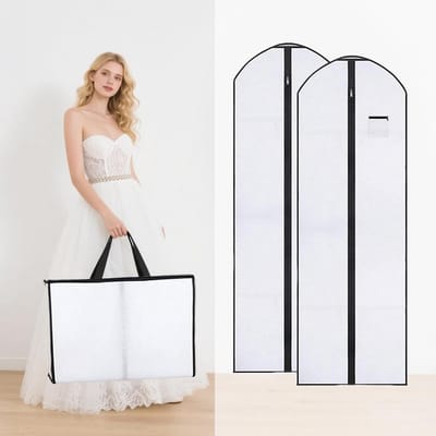 Kledinghoezen Bruidsjurk - Beschermhoezen Kleding - Kleding Opbergen - Ademend Materiaal - 180x60cm - Wit