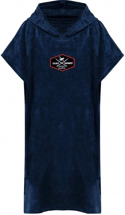 Surfponcho - Biologisch katoen / Geborduurd logo (Blauw S-M)