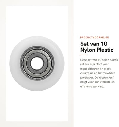 Dailygoods - Set van 10 Nylon Plastic Rollers met Diepe Sleuf voor Meubeldeuren