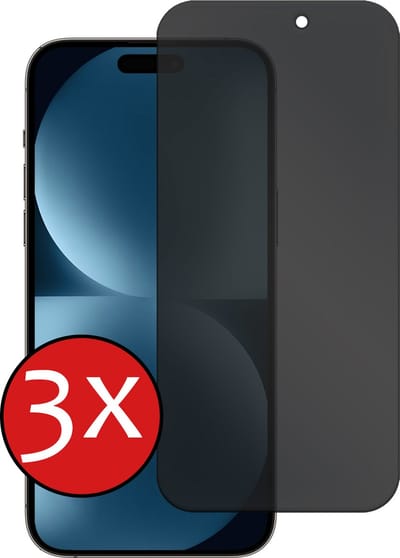 Screenprotector - 3 Stuks - Geschikt voor Apple iPhone 15 Plus - Privacy Filter - Beschermglas - Gehard Glas - Tempered Glass - Screen Protector