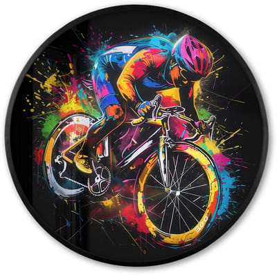 Poster in lijst Rond - Fotolijst 60x60 cm - Posters - Graffiti - Sport - Wielrennen - Fiets - Ronde posterlijst zwart - Decoratie - Wanddecoratie woonkamer - Muurdecoratie slaapkamer