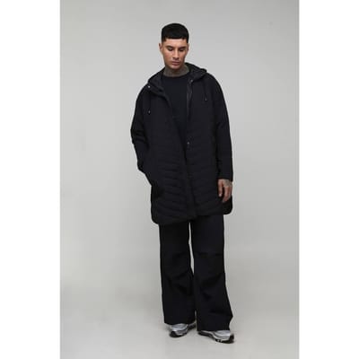 Lange Gewatteerde Popper-Zij Oversized Festival Mac | Black | Size Small