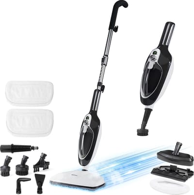 REINFORT® 12 in 1 Stoomreiniger Én Handstomer - Tapijtreiniger - Vlekkenreiniger - Met Opzetstukken Voor Alle Vloeren, Bank, Badkamer En Tapijt - Vloerreiniger - Stoomreinigers - Zwart