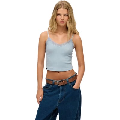 Superdry - Kort Athletic Essentials camitopje met kanten rand - Dames - Vesten