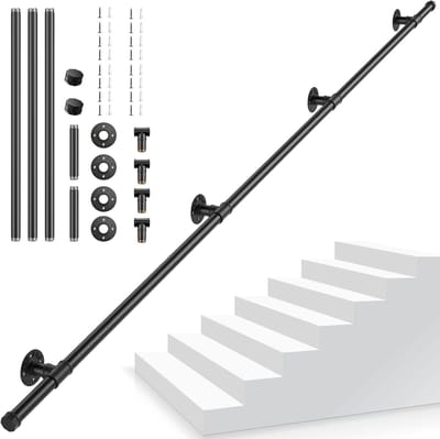 Trapleuning buiten - Reling trap - Veilig traplopen - 3-delige constructie - 3 meter lengte - Zwart