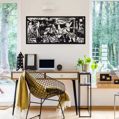 Metalen Wanddecoratie Picasso Gezicht – 3D Wandkunst – Zwart – 50 x 25 cm