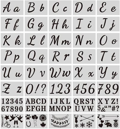 Dailygoods- Lettersjablonen 40 stuks - 128 Designs - Sjablonen voor Schilderen - Kunst Alfabet - Cijfers - Robuust PET-Materiaal
