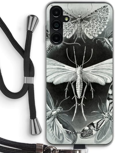 Case Company® - Hoesje met koord geschikt voor Samsung Galaxy A14 hoesje met Koord - Haeckel Tineida - Telefoonhoesje met Zwart Koord - Bescherming aan alle Kanten en Over de Schermrand