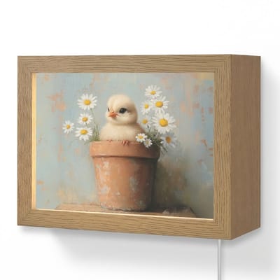 Wandlamp 20x15 cm - Oplaadbaar - Bloempot - Kuiken - Bloemetjes - Wandlampen binnen woonkamer - Slaapkamer lamp met kabel - Decoratieve nachtlamp - Vloerlamp snoer
