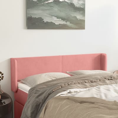 vidaXL - Hoofdbord - met - randen - 147x16x78/88 - cm - fluweel - roze