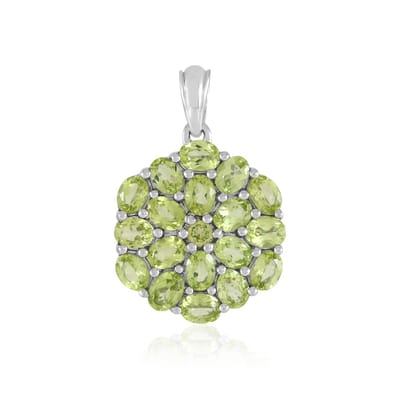 Cavill - Elegante zilveren hanger met peridoot - 925 Sterling zilver met platina-afwerking - 3,246 ct groene ovale en ronde edelsteen - Dames hanger