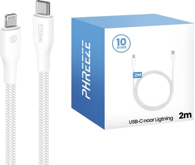 Multipack geschikt voor Lightning kabels 2m - 10 pack - Ideaal voor grootverbruikers, bezorgers & zakelijk