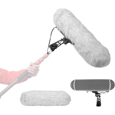 Microfoon Windbeschermingskooi + Windscherm + Schokdempende Ophanging Systeem Compatibel met RODE grijs