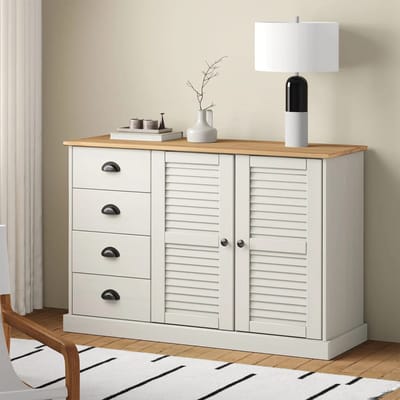 vidaXL - Dressoir - met - lades - VIGO - 113x40x75 - cm - massief - grenenhout - wit