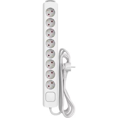 Sencys Stekkerdoos 8-voudig Wit 3 Meter