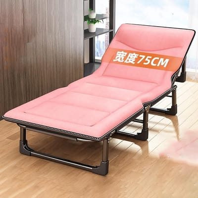 Vouwbed Logeerbed - Opklapbed Slaapbank - Extra Slaapplaats - Stevig Stalen Frame - 190x68x30cm - Roze