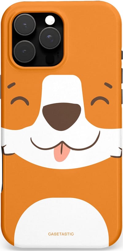 Casetastic hoesje geschikt voor Apple iPhone 16 Pro Max - MagSafe - Dubbellaagse bescherming - Knuffelkopjes vos - Fashion Case - Oranje Wit