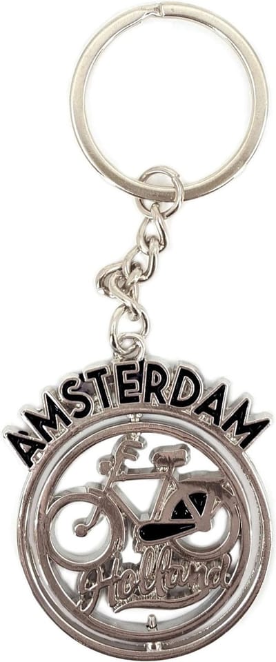 Matix Sleutelhanger Fiets Amsterdam 4 Cm Staal Zwart/zilver