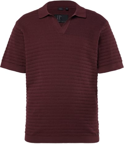 JP 1880 - Heren - Poloshirt FLEXNAMIC® korte mouwen structuur breisel tot 8 XL - Roodbruin - Maat XL