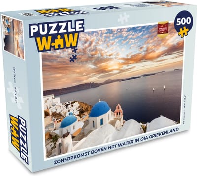 Puzzel Zonsopkomst boven het water in Oia Griekenland - Legpuzzel - Puzzel 500 stukjes