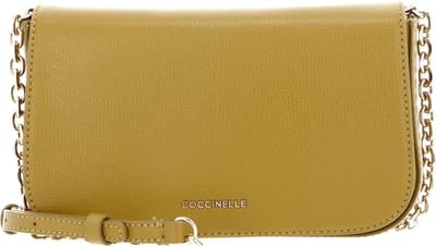 COCCINELLE Leren Schoudertas Coccinelle Cloud Mini Bag Textured Leather Citronella Mosterdgeel