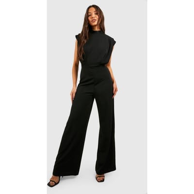 boohoo Dames Tailored Pleat Detail Wide Leg Jumpsuit | Zwart | Maat: 36
