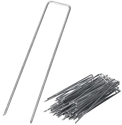 GARDENIX 50 Stück IronPEG Galvanized Anti-Rost Erdanker aus Stahldraht 200 x 30 mm - Ø 3 mm zur Sicherung von Unkrautvlies, Netzen, Bodenplanen, Maschendraht