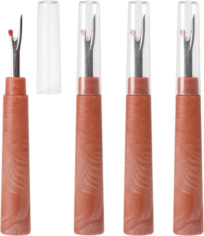 Set van 4 professionele naadverdelers met roestvrijstalen lemmet en kunststof handgreep voor nauwkeurig naaien, ideaal voor kledingreparatie en naaiprojecten