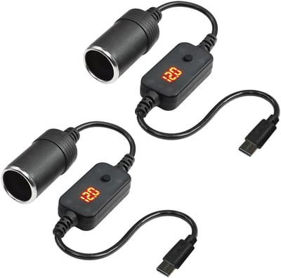 Allecto - USB naar Sigarettenaansteker Adapter - Instelbare Voltmeter - 5V 9V 12V - 2x Adapter voor Auto - Geschikt voor Meerdere Toepassingen - Vo...