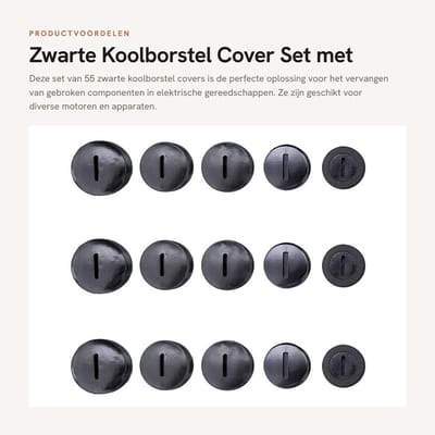 Dailygoods - Zwarte Koolborstel Cover Set met Connector, 55 Stuks
