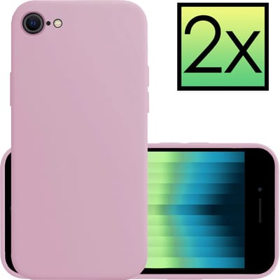 Hoesje - 2 Stuks - Geschikt voor Apple iPhone SE (2022) - Sterk & Shockproof - Case Siliconen - Back Cover - Telefoon Hoes - Lila
