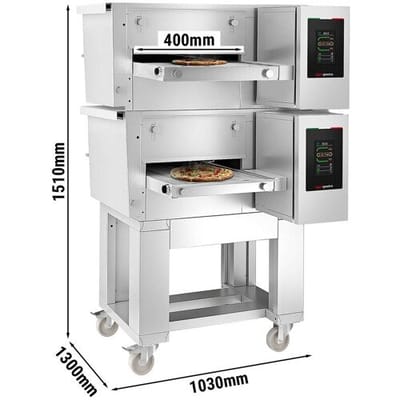 GGM Gastro (2 Stück) Gas Durchlaufofen - 1030x1300mm - Touch - Bandbreite: 400mm - inkl. Untergestell