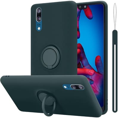 Cadorabo Hoesje geschikt voor Huawei P20 in LIQUID GROEN - Beschermhoes van flexibel TPU silicone Case Cover met ring