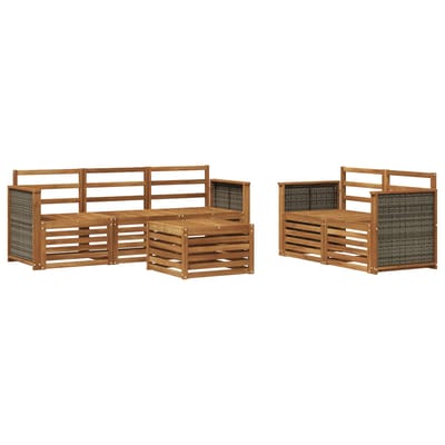vidaXL - Buiten - bank - set - 6 - st - Naturel - Massief - Acacia - Hout