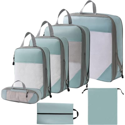 1 set compressieverpakkingsblokjes samendrukbare reisverpakkingsorganizer voor handbagage