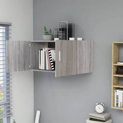 vidaXL - Hangkast - 80x39x40 - cm - bewerkt - hout - grijs - sonoma - eikenkleurig