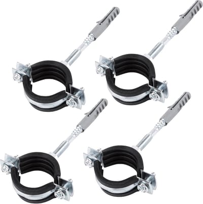 4x Pijpbeugels / Buisklemmen met Zwarte Rubberen Binnenzijde voor Ø 40-45 mm Leidingen - Wand- en Plafondmontage