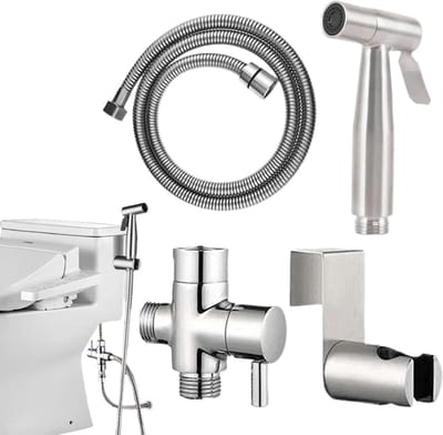 Douche Toilet - Handdouche Bidet - Persoonlijke Hygiëne - Zelfreinigend - 1.5m Slang - Zilverkleurig