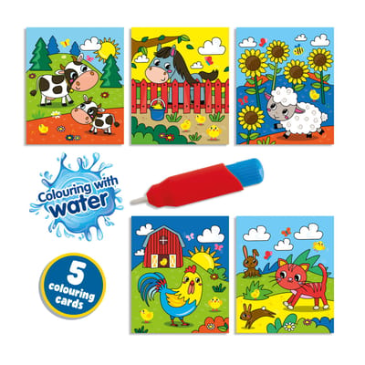 SES Creative - Kleuren met water kleurboek Boerderij- Met herbruikbare waterstift - Kleuren zonder knoeien - Herbruikbare kleurplaten
