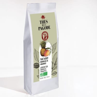 Thés de la Pagode – Groene thee mango en ananas - Losse Thee - Biologische thee  (50 gram)