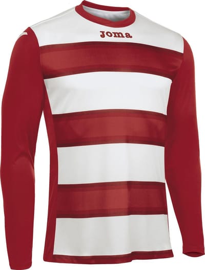 Joma Europa III Voetbalshirt Lange Mouw - Wit / Rood | Maat: L