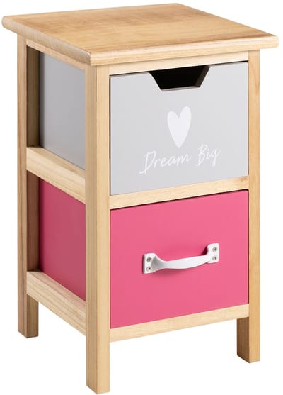 ESTA-commode met twee lades – naturel gelakt, decoratie voor meisjeskamers