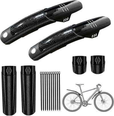Spatbordset voor mountainbike en gravelbike, boorvrije montage, universeel en draagbaar, geschikt voor 24-29 inch fietsen
