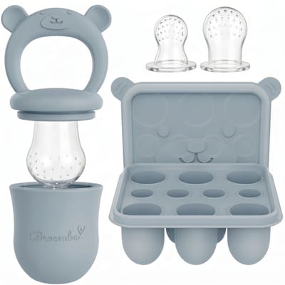 Broemba Fruitspeen & IJsblokjesvorm - Baby Speen met Bijtring - 100% Siliconen - 3 Speenmaten S/M/L - BPA-vrij - 4+ maanden - Blauw