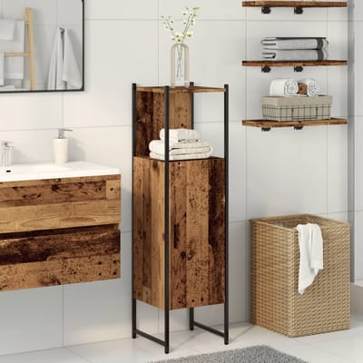 vidaXL - Badkamerkast - 33x33x120,5 - cm - bewerkt - hout - oud - houtkleurig