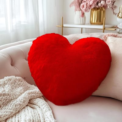 Cuddly Fluffy Heart Pillow - 36 x 46 cm - Rood Hartvormig Pluchen Kussen - Aesthetic Love Throw Pillow - Geschenk voor Woonkamer - Sofa - Kinderkamer - Slaapkamer