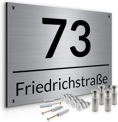 Huisnummerbordje Deurbordje - Gepersonaliseerd Adresbord - Moderne Woningaankleding - Weerbestendig Geborsteld Aluminium - 32x21 cm - Met Afstandhouders
