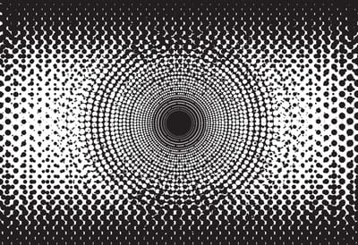 Fotobehang Abstract Black White Dots | XXL - 312cm x 219cm | 130g/m2 Vlies