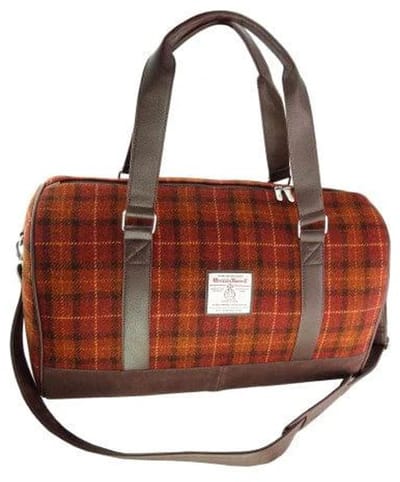 Reistas Clyde Bruin met Oranje- Harris Tweed - Extra Groot - Glen Appin of Scotland