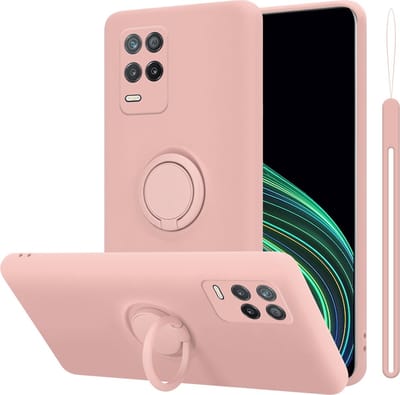 Cadorabo Hoesje geschikt voor Realme 8 5G / V13 / Q3 / Q3i / Narzo 30 5G in LIQUID ROZE - Beschermhoes van flexibel TPU silicone Case Cover met ring